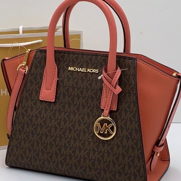 Michael Kors Avril Small Logo Top-Zip Satchel Sunset Rose